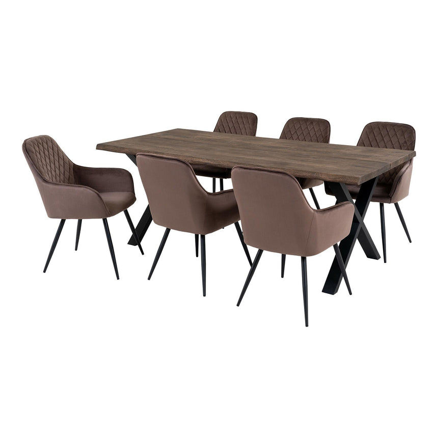 Toulon 200cm Smoked Oiled Oak Dining Set with 6 Harbo Chairs-2