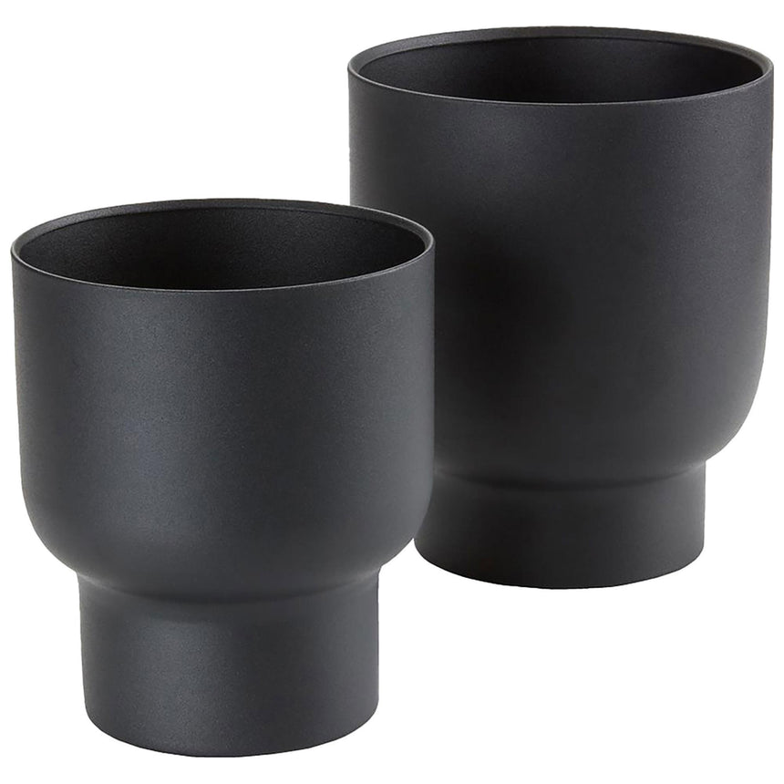 Fulda Black Metal Flowerpots - Set of 2-2