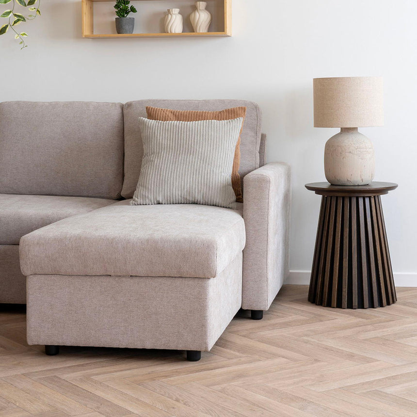 Belfast Sand Fabric Chaise Longue Pull Out Sofa Bed-3