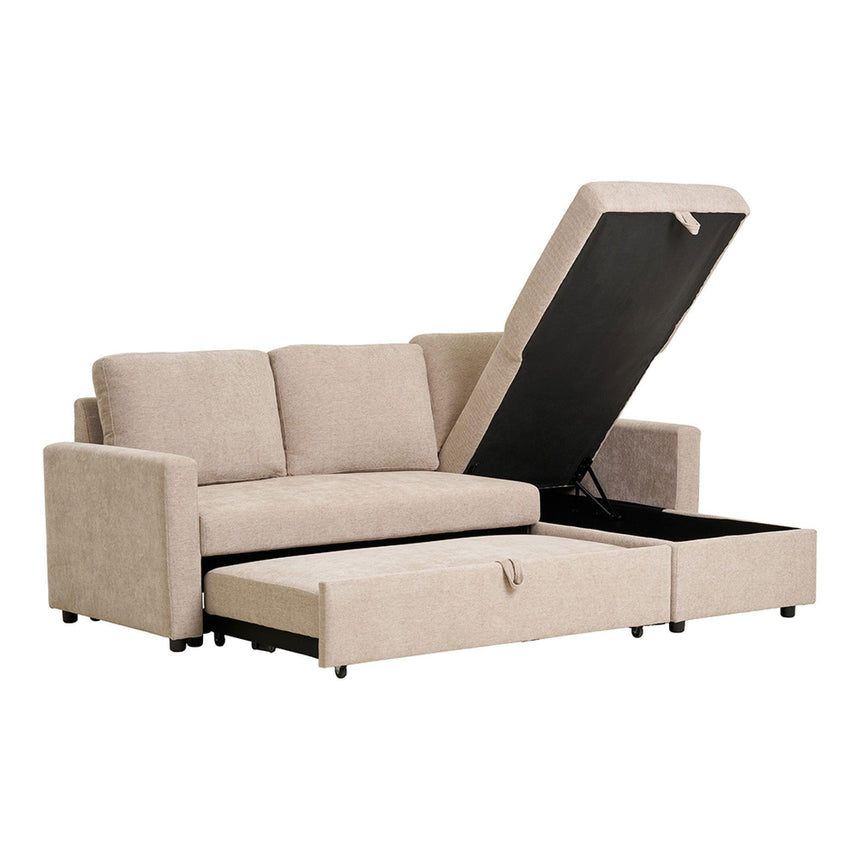 Belfast Sand Fabric Chaise Longue Pull Out Sofa Bed-5