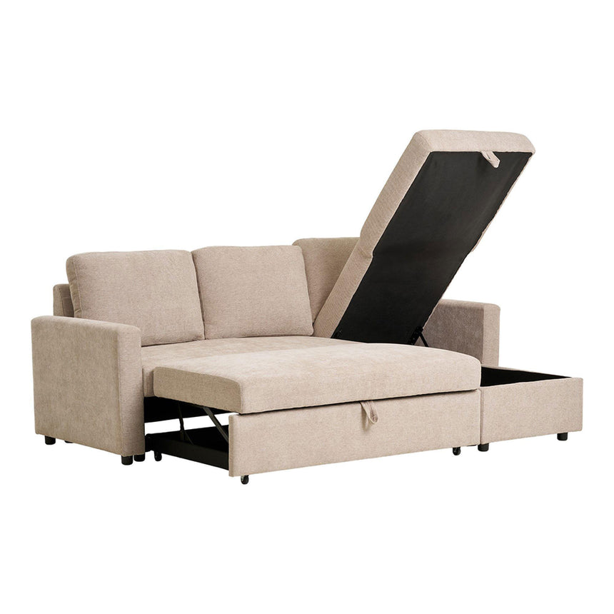 Belfast Sand Fabric Chaise Longue Pull Out Sofa Bed-6