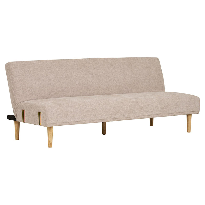Kells Sand Fabric Click Clack Sofa Bed with Natural Legs-3