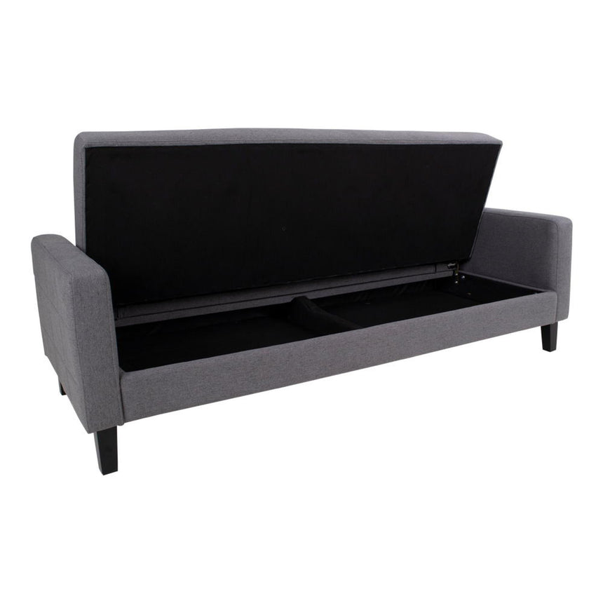 Milton Dark Grey Fabric Click Clack Sofa Bed with Black Legs-2