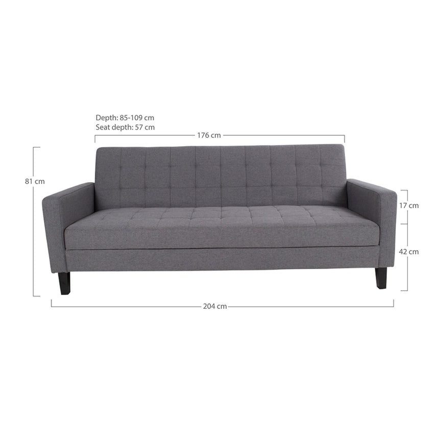 Milton Dark Grey Fabric Click Clack Sofa Bed with Black Legs-8