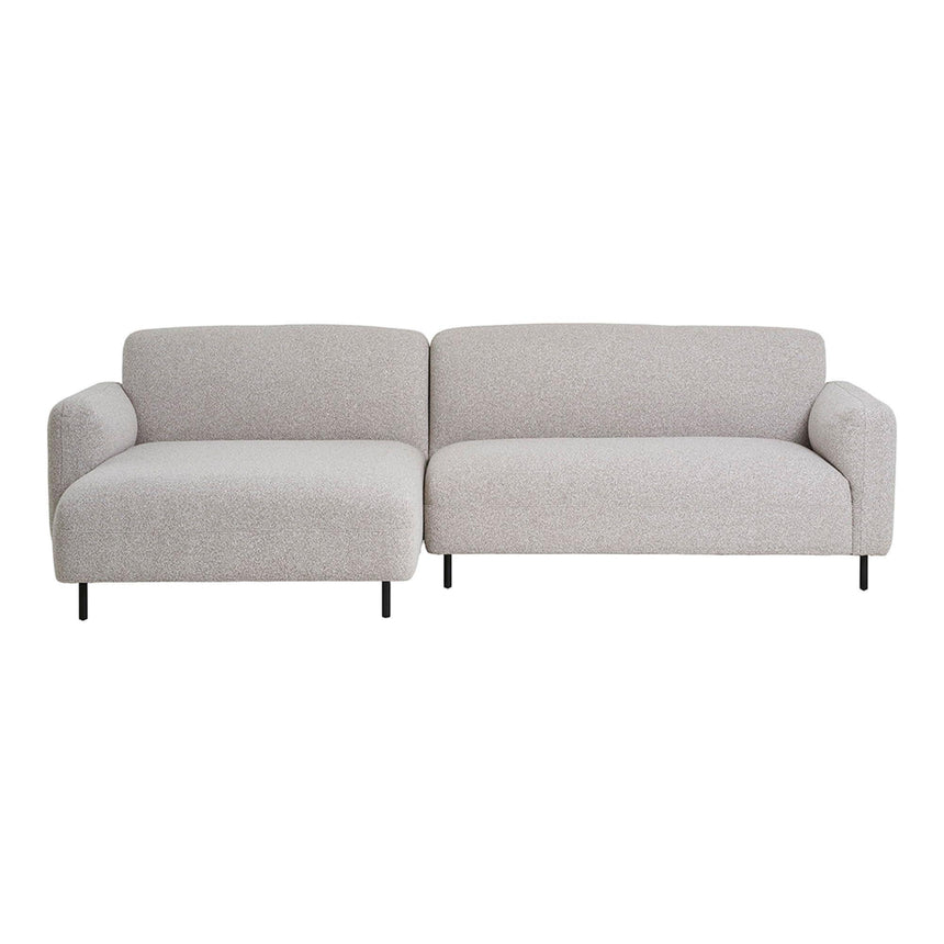 Salvador Light Grey Boucle Fabric Left Hand Facing Lounge Sofa with Black Legs-3
