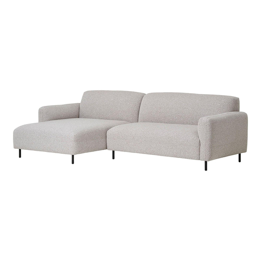 Salvador Light Grey Boucle Fabric Left Hand Facing Lounge Sofa with Black Legs-4