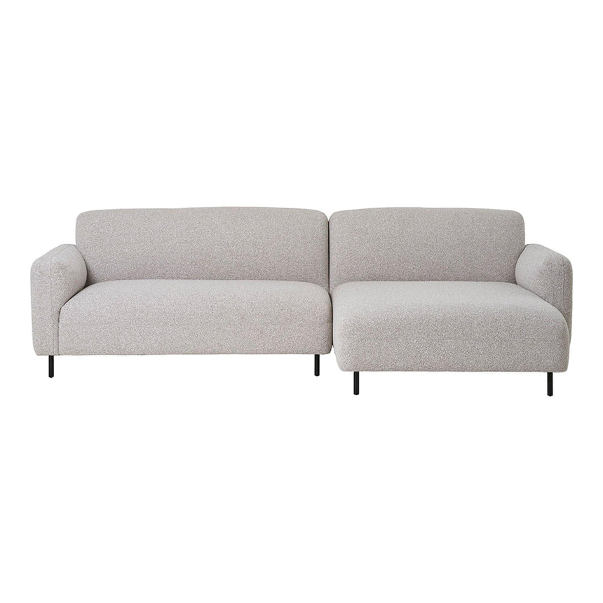 Salvador Light Grey Boucle Fabric Right Hand Facing Lounge Sofa with Black Legs-3
