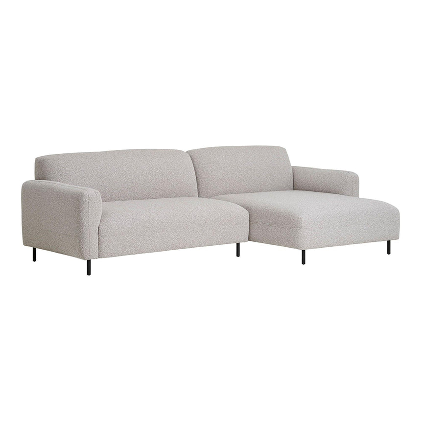 Salvador Light Grey Boucle Fabric Right Hand Facing Lounge Sofa with Black Legs-4