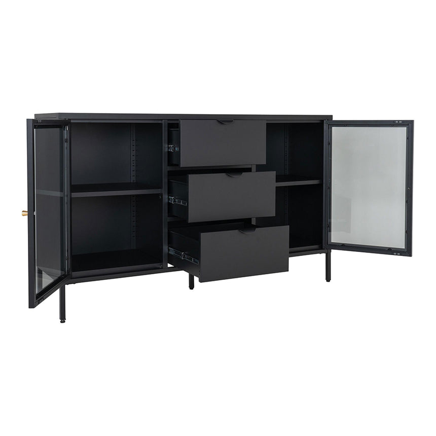 Dalby Black Metal 2 Door 3 Drawer Sideboard-2