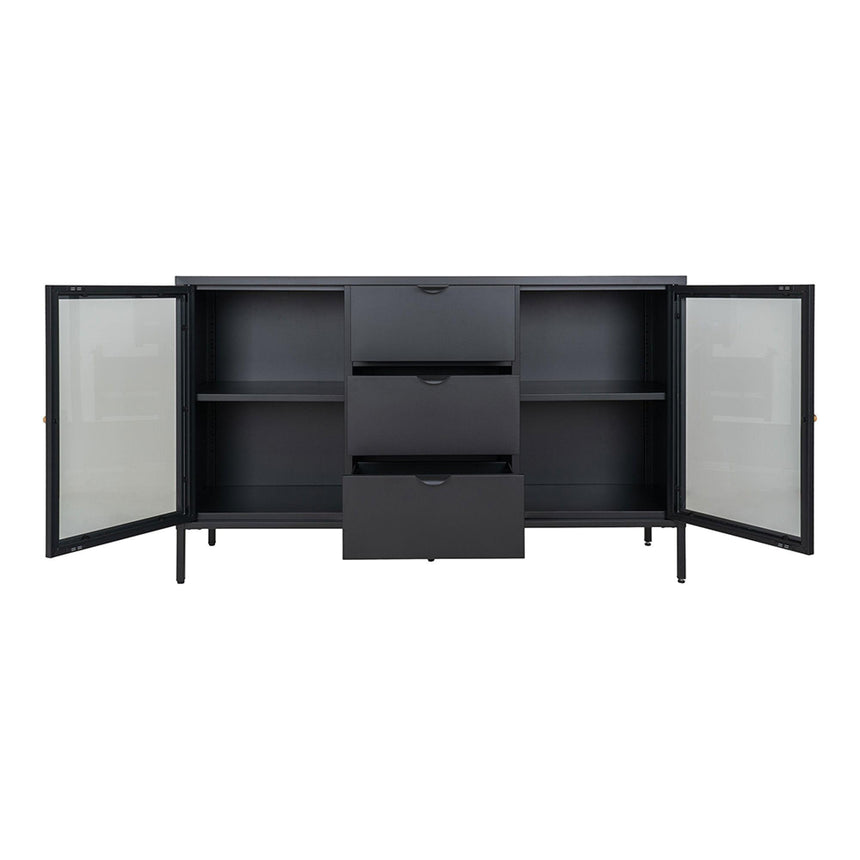 Dalby Black Metal 2 Door 3 Drawer Sideboard-3