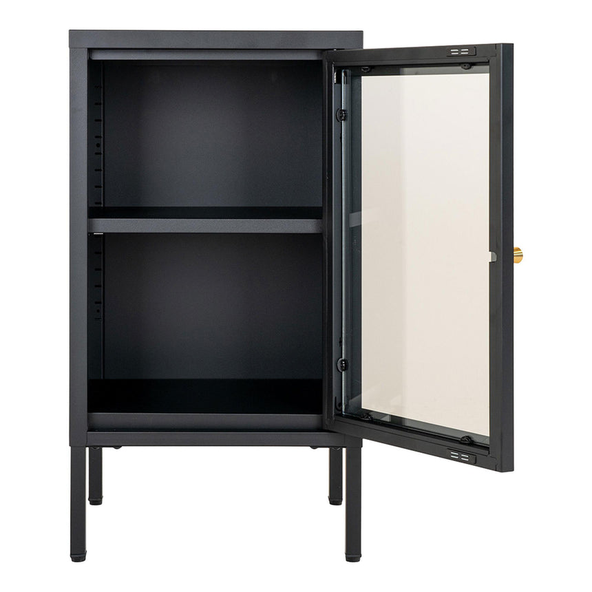 Dalby Glass and Black Metal 1 Door Cabinet-3