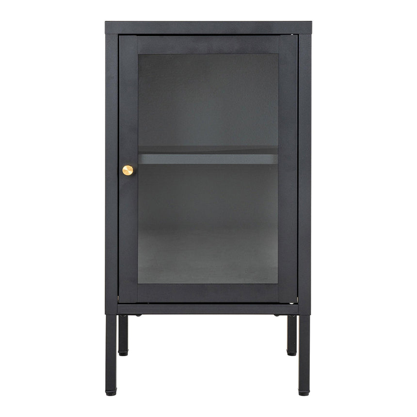 Dalby Glass and Black Metal 1 Door Cabinet-4