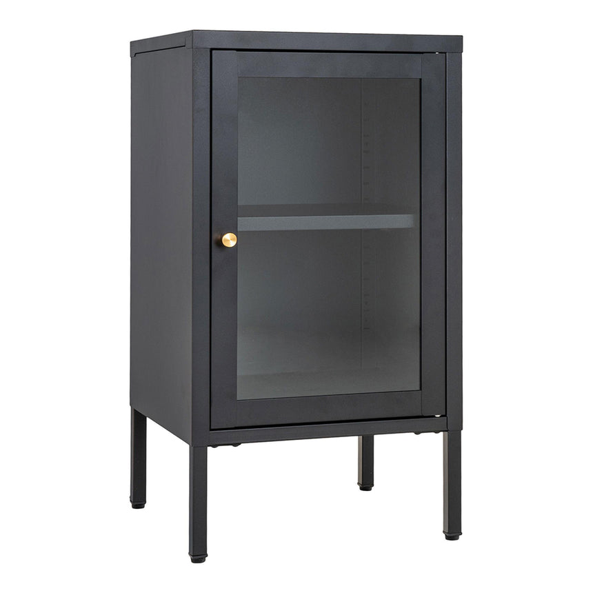 Dalby Glass and Black Metal 1 Door Cabinet-5