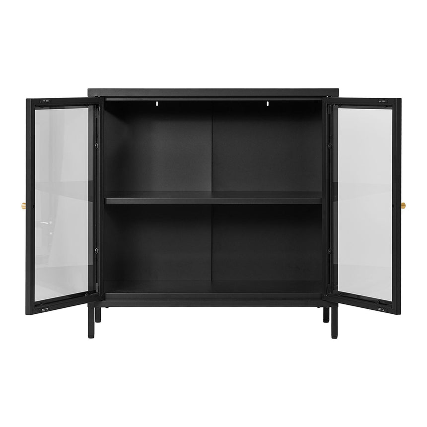 Dalby Glass and Black Metal 2 Door Cabinet-3