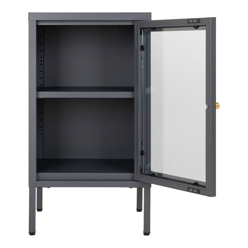 Dalby Glass and Grey Metal 1 Door Cabinet-3