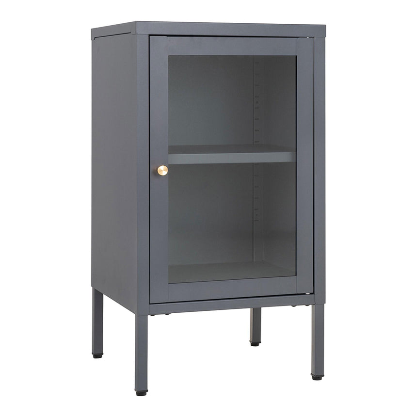 Dalby Glass and Grey Metal 1 Door Cabinet-4