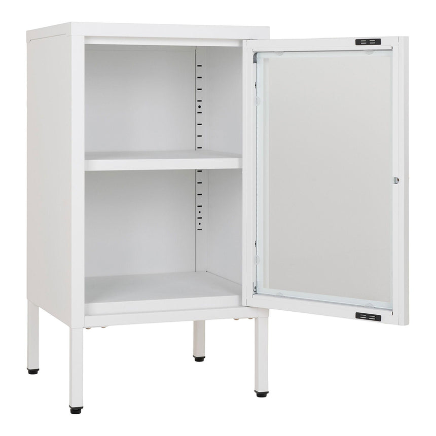 Dalby Glass and White Metal 1 Door Cabinet-2