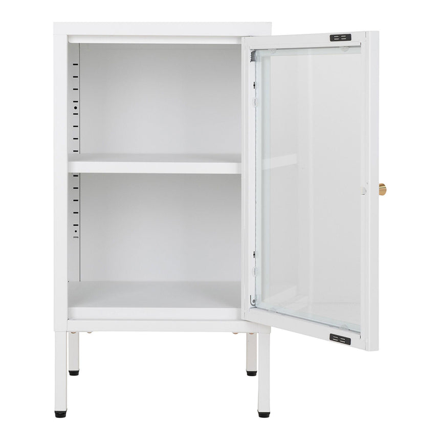 Dalby Glass and White Metal 1 Door Cabinet-3