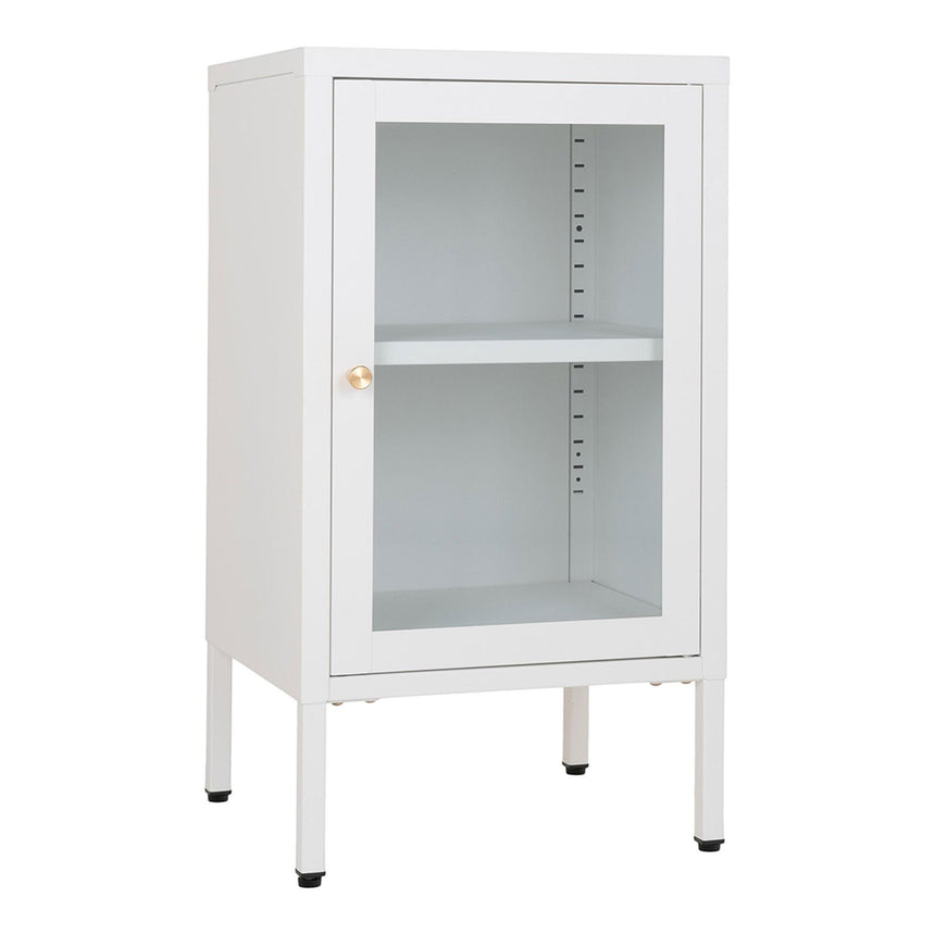 Dalby Glass and White Metal 1 Door Cabinet-4