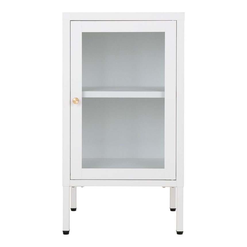Dalby Glass and White Metal 1 Door Cabinet-5