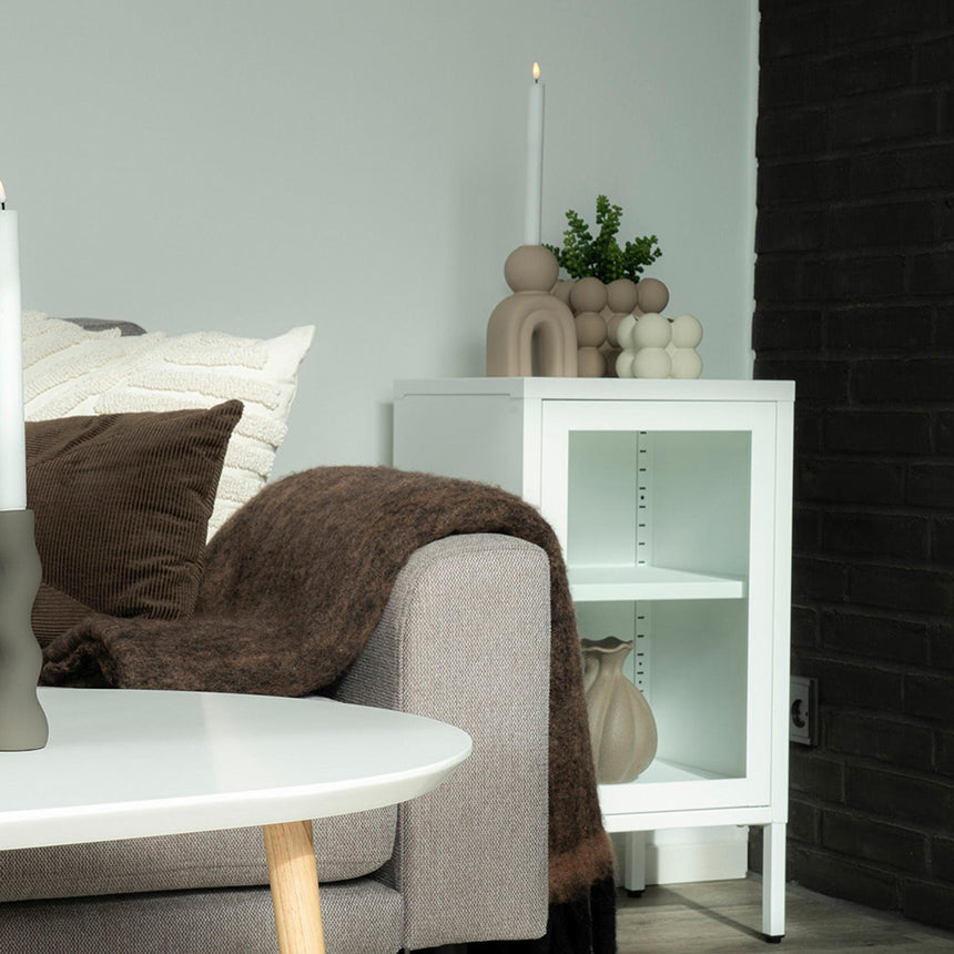 Dalby Glass and White Metal 1 Door Cabinet-6