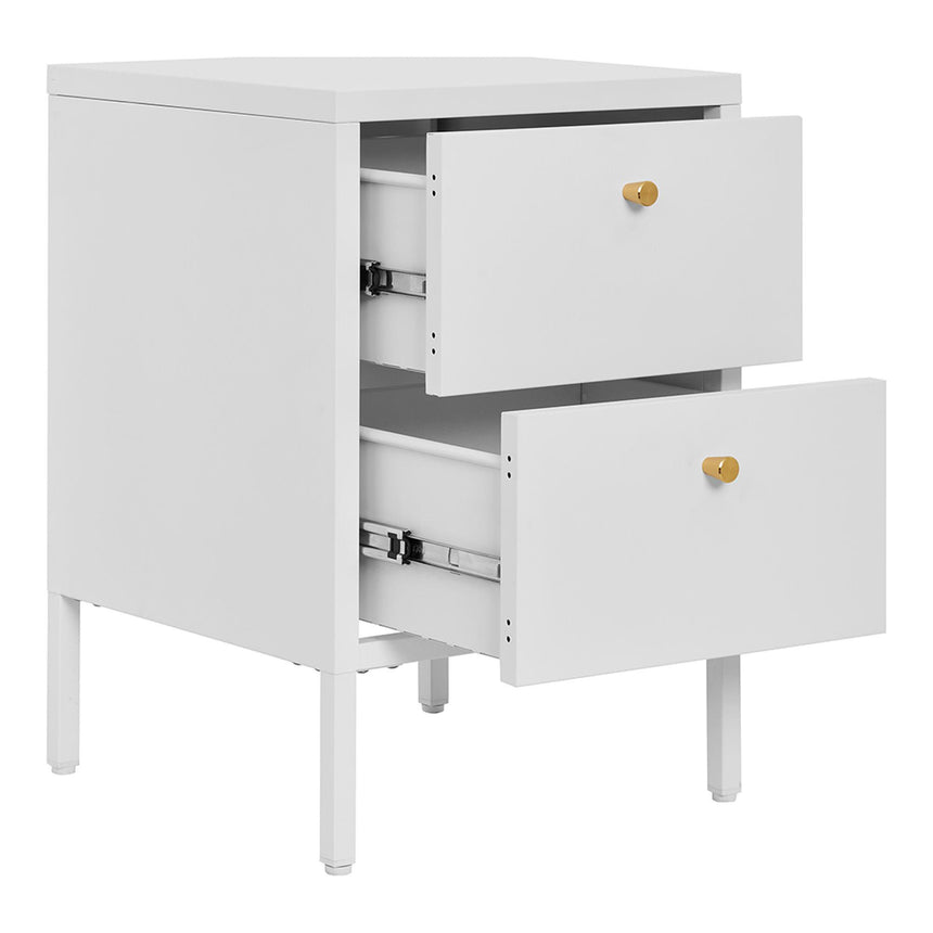 Dalby White Metal 2 Drawer Bedside Cabinet-2
