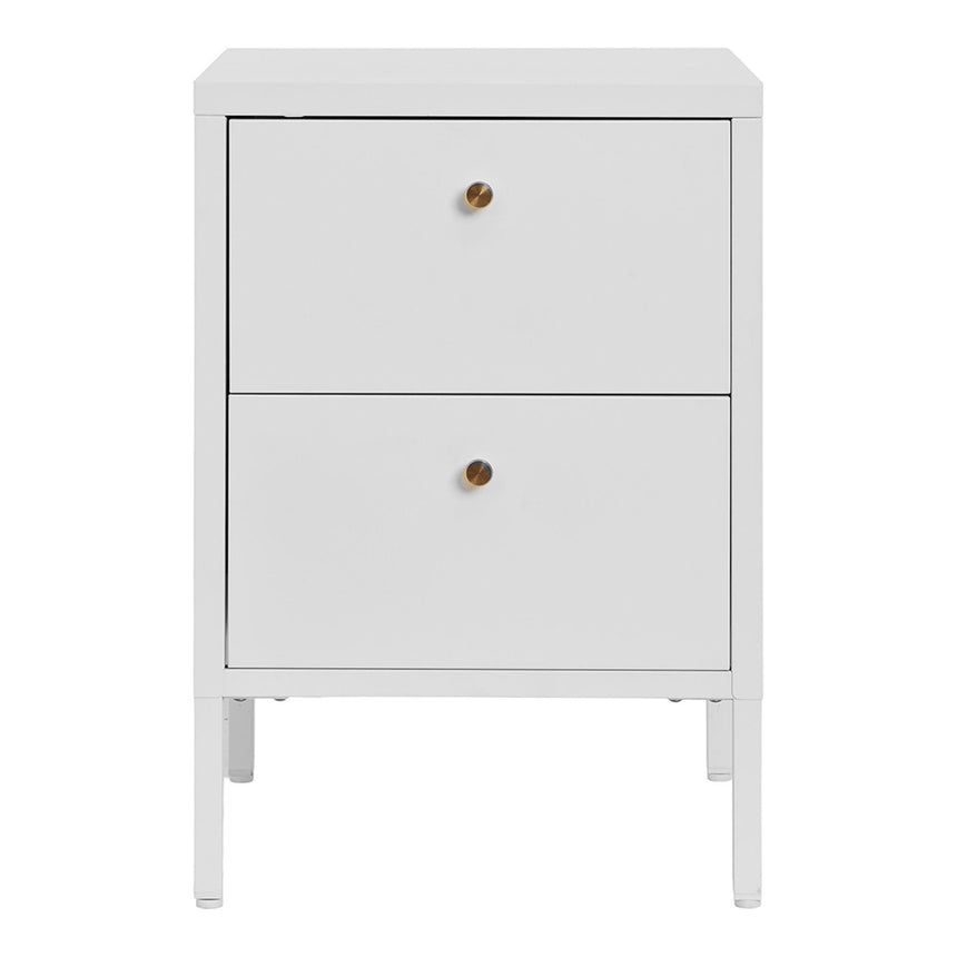 Dalby White Metal 2 Drawer Bedside Cabinet-4