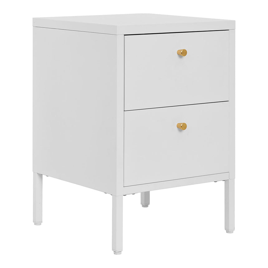 Dalby White Metal 2 Drawer Bedside Cabinet-5