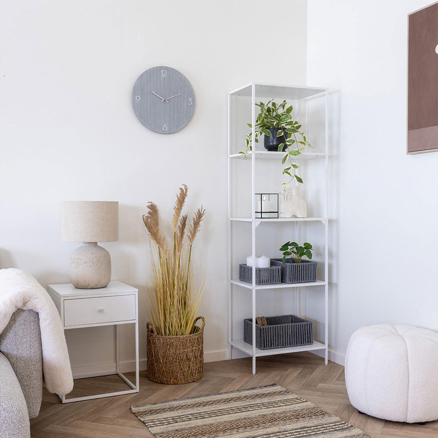 Ravenna Light Grey Wooden Round Wall Clock-3