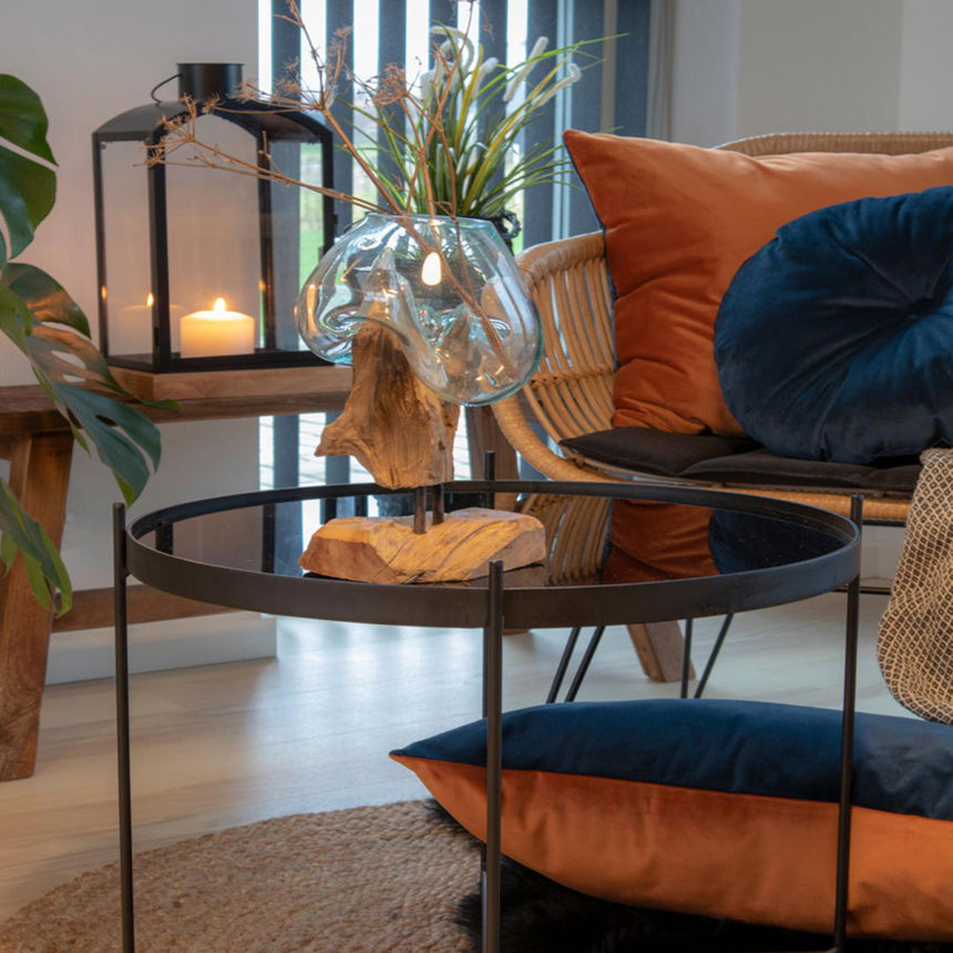 San Marino Teak Wood and Glass Small Waterdrop-3