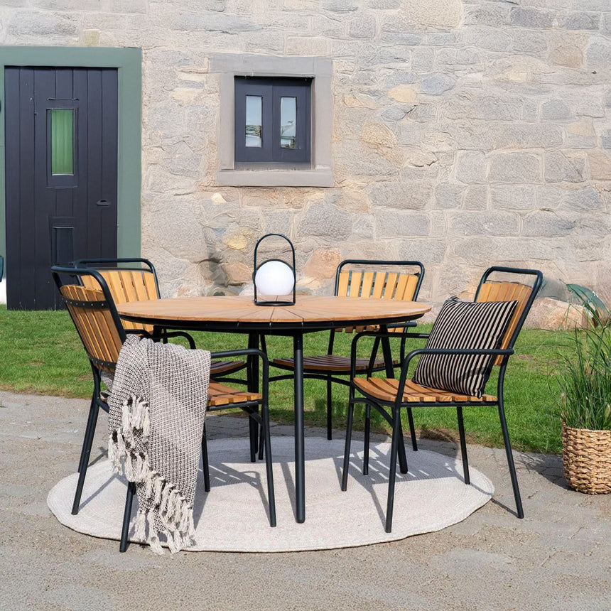 Cleveland Teak Wood 4 Seater Round Garden Dining Table - 130cm