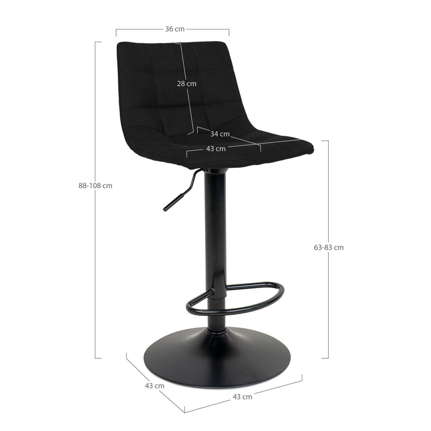 2 x Middelfart Black Velvet Fabric Barstool-5
