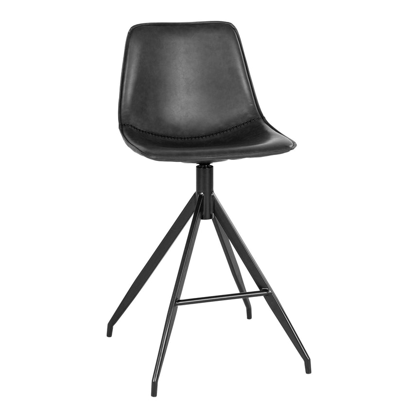 2 x Monaco Black Faux Leather Barstool-2