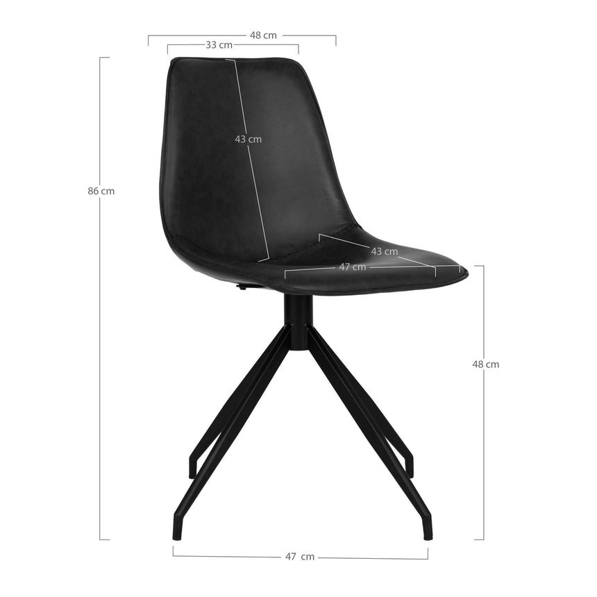 2 x Monaco Black Faux Leather Swivel Dining Chair-6