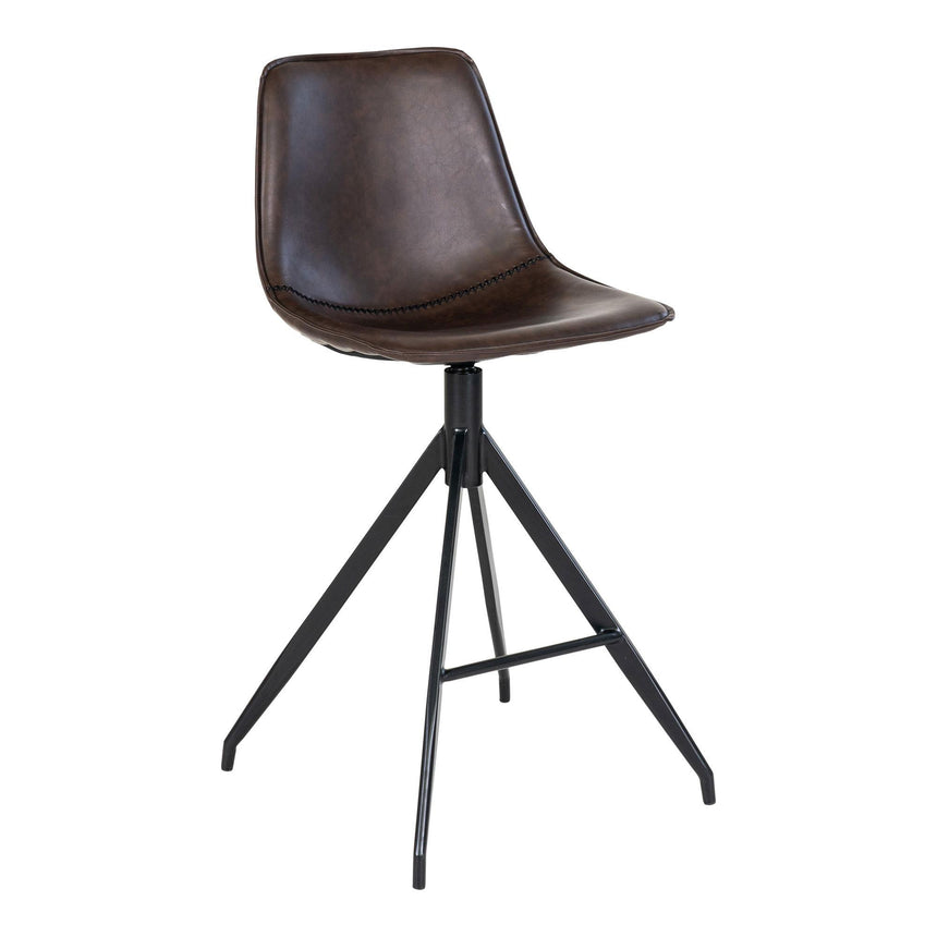 2 x Monaco Brown Faux Leather Barstool-2