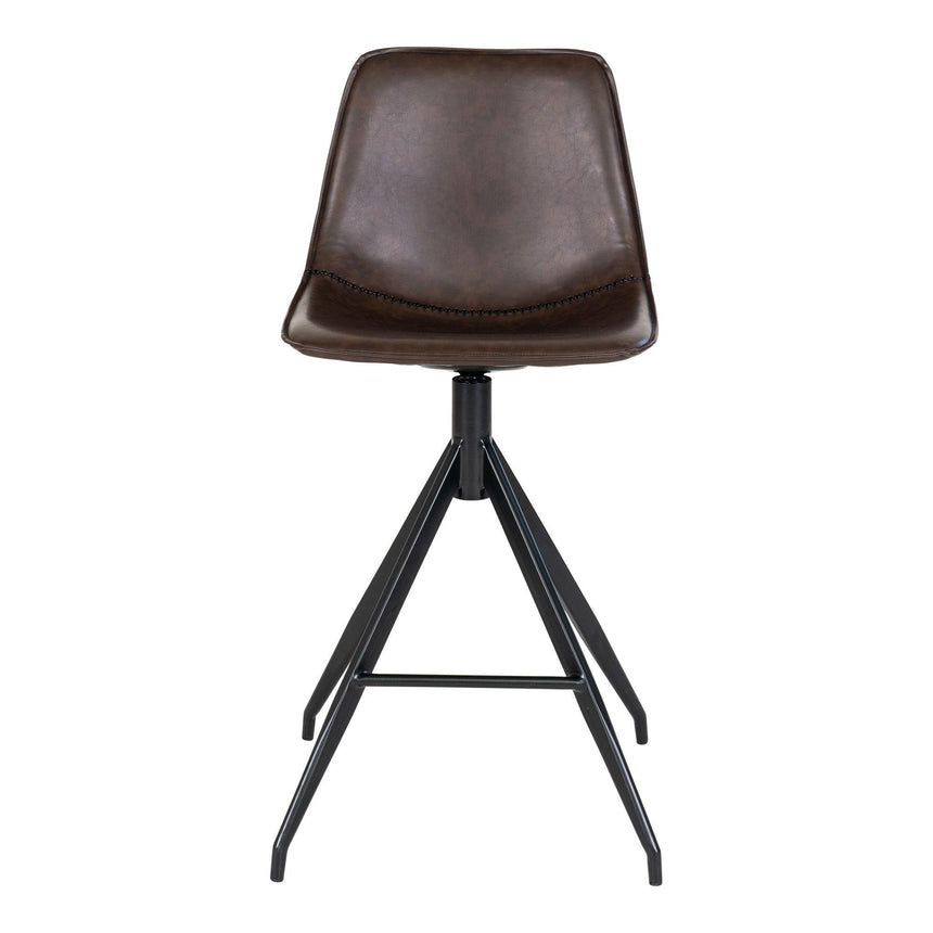2 x Monaco Brown Faux Leather Barstool-3