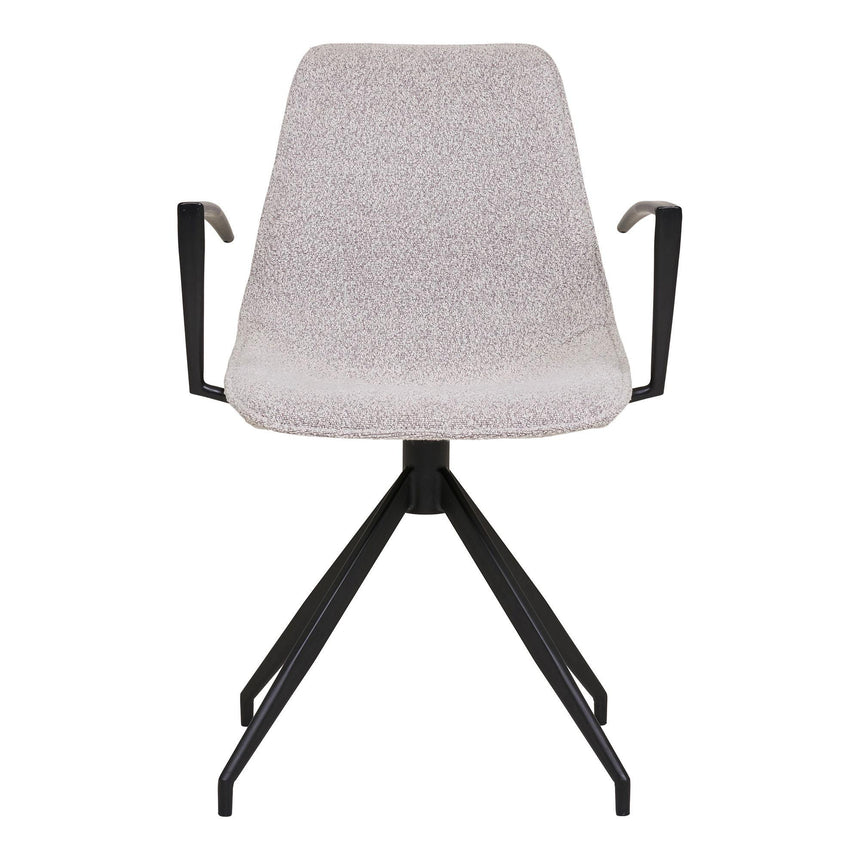 2 x Monaco Light Grey Boucle Fabric Swivel Dining Armchair-3