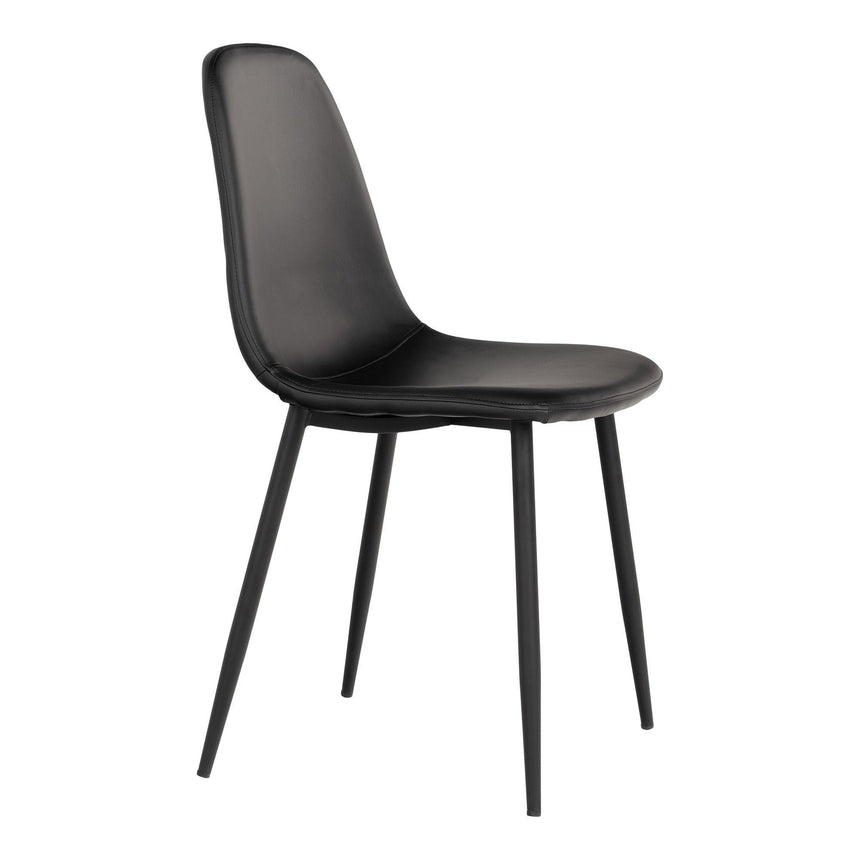 2 x Stockholm Black Faux Leather Dining Chair-3
