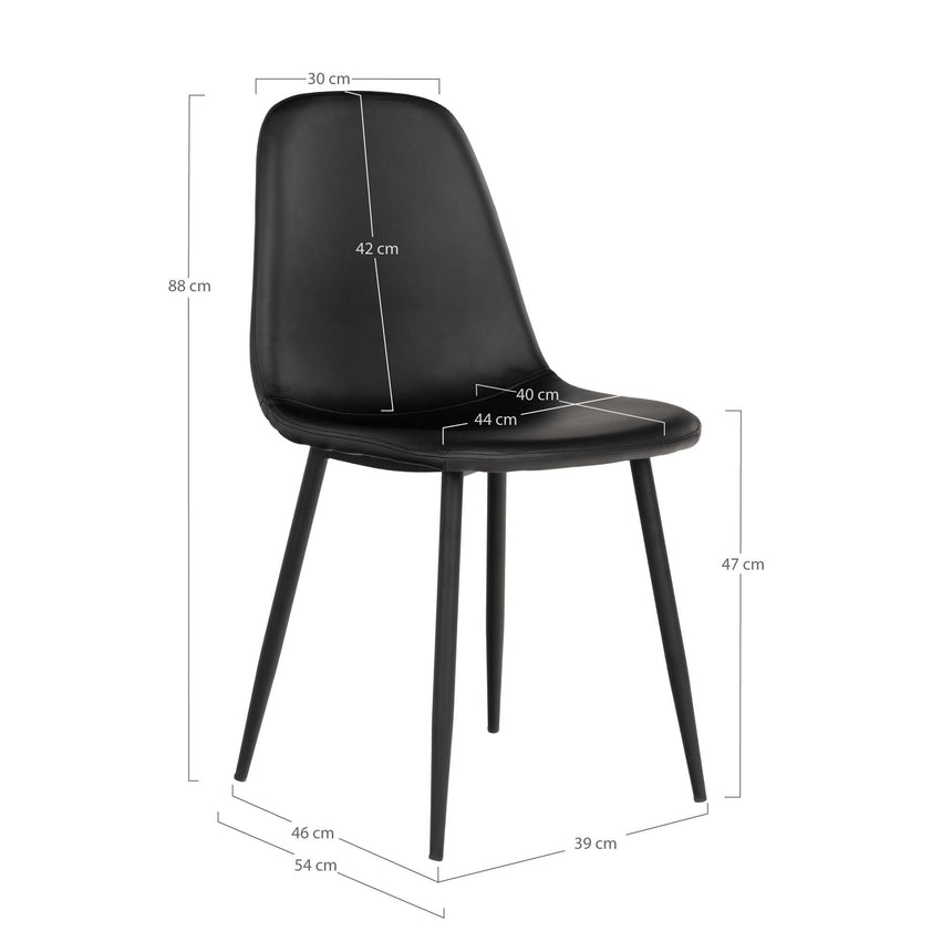 2 x Stockholm Black Faux Leather Dining Chair-5