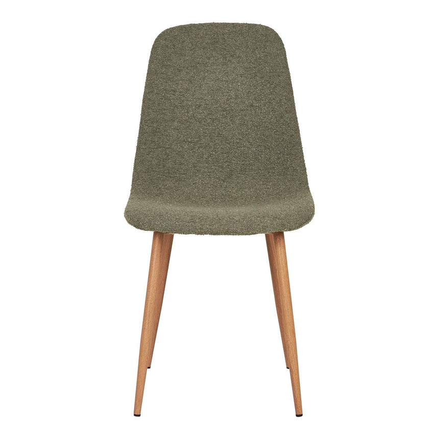 2 x Stockholm Dark Green Boucle Fabric Dining Chair with Brown Legs-3