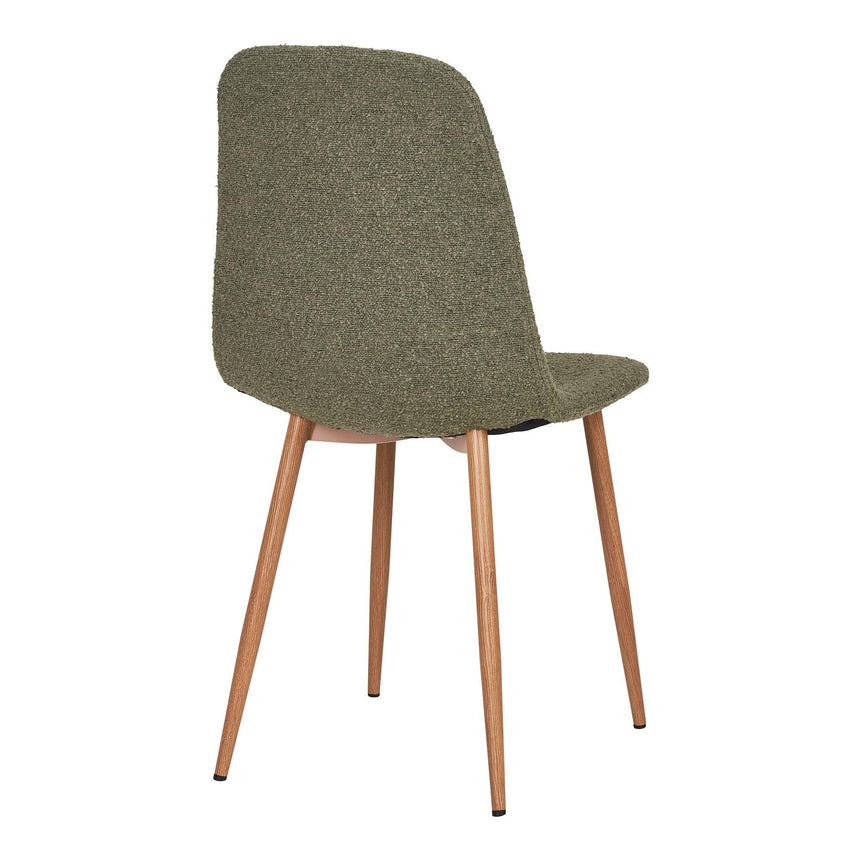 2 x Stockholm Dark Green Boucle Fabric Dining Chair with Brown Legs-5
