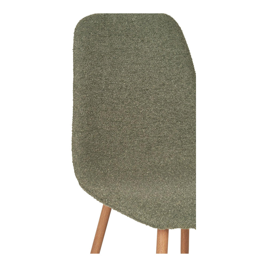 2 x Stockholm Dark Green Boucle Fabric Dining Chair with Brown Legs-6