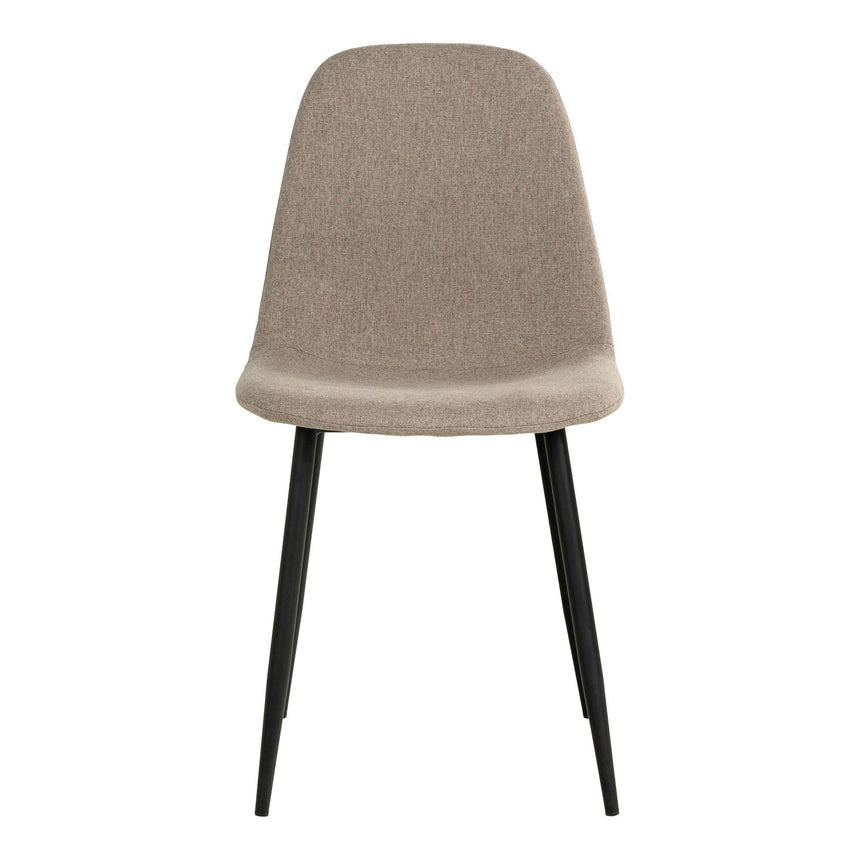 2 x Stockholm Stone Fabric Dining Chair with Black Legs-2