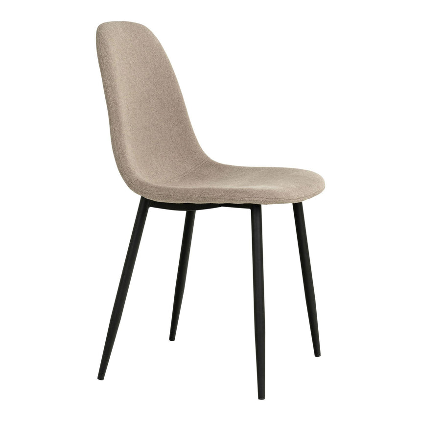 2 x Stockholm Stone Fabric Dining Chair with Black Legs-3