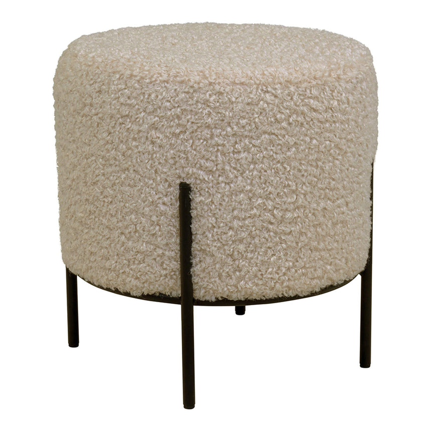 Alford Beige Boucle Fabric Round Pouf-2