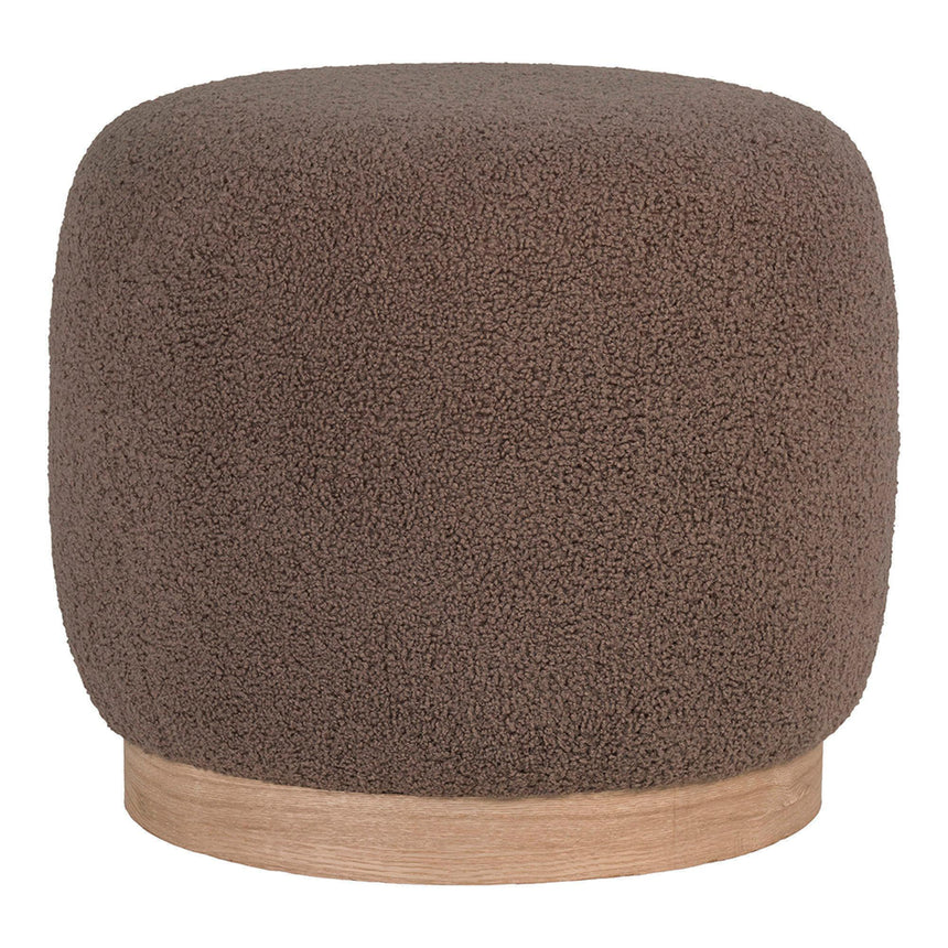 Belfort Brown Boucle Fabric Round Pouf-2