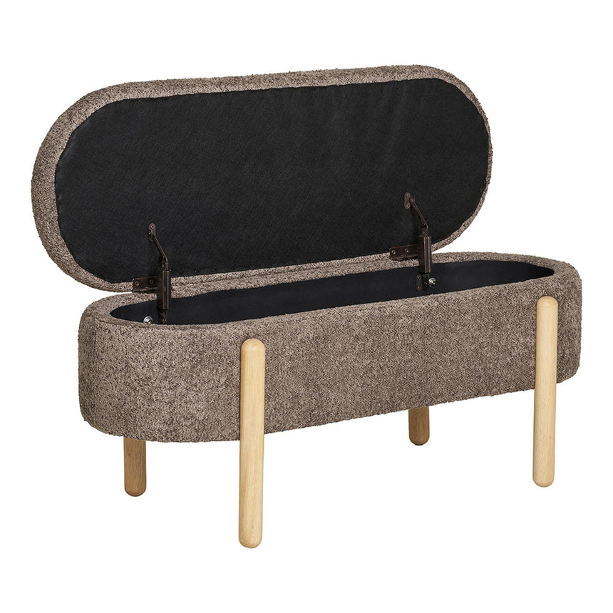 Branca Brown Fabric Ottoman Storage Oval Bench-2