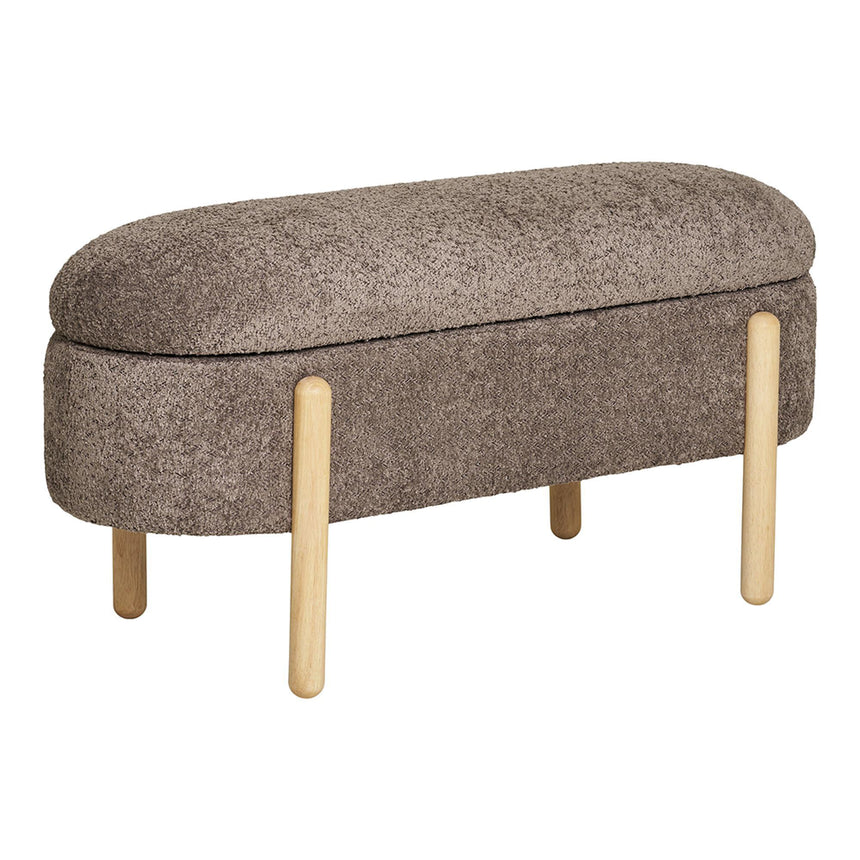 Branca Brown Fabric Ottoman Storage Oval Bench-4
