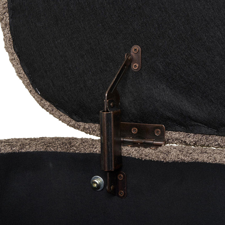 Branca Brown Fabric Ottoman Storage Oval Bench-5