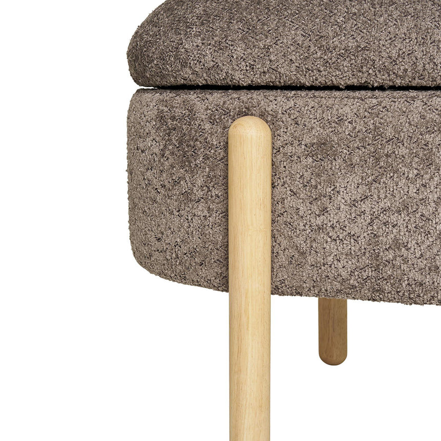 Branca Brown Fabric Ottoman Storage Oval Bench-6